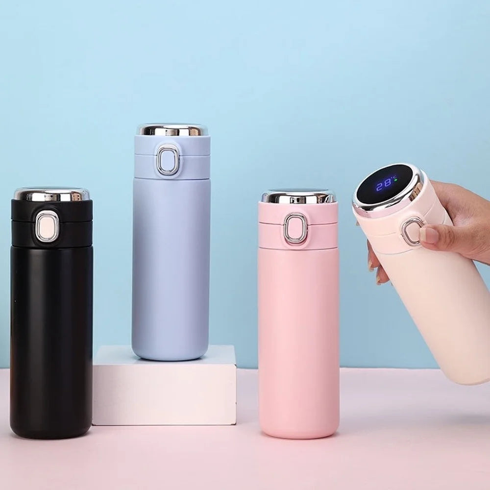1Pc 400ML Smart Thermos Stainless Steel Water Bottle Led Digital Temperature Display Coffee Thermal Mugs Intelligent Insulation